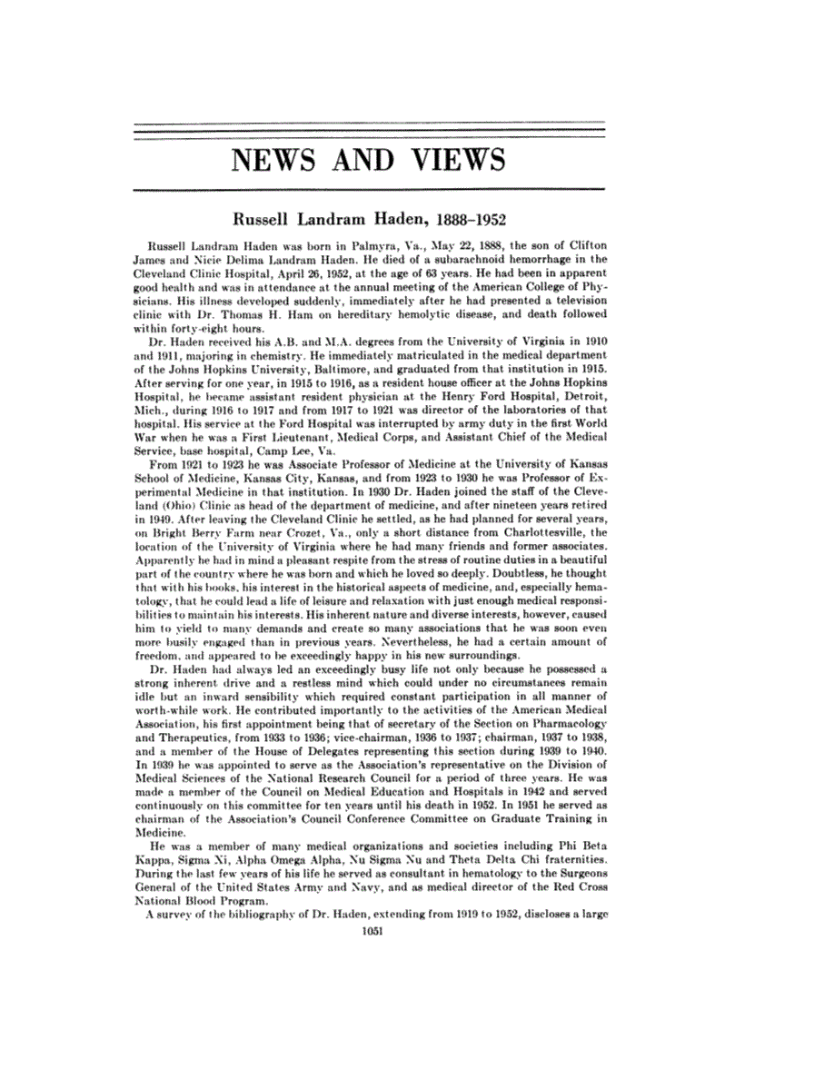 First page of NEWS AND VIEWS