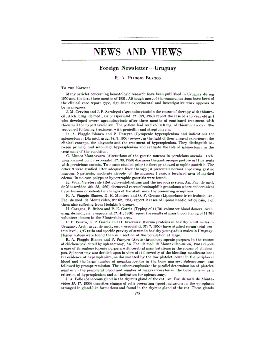 First page of NEWS AND VIEWS