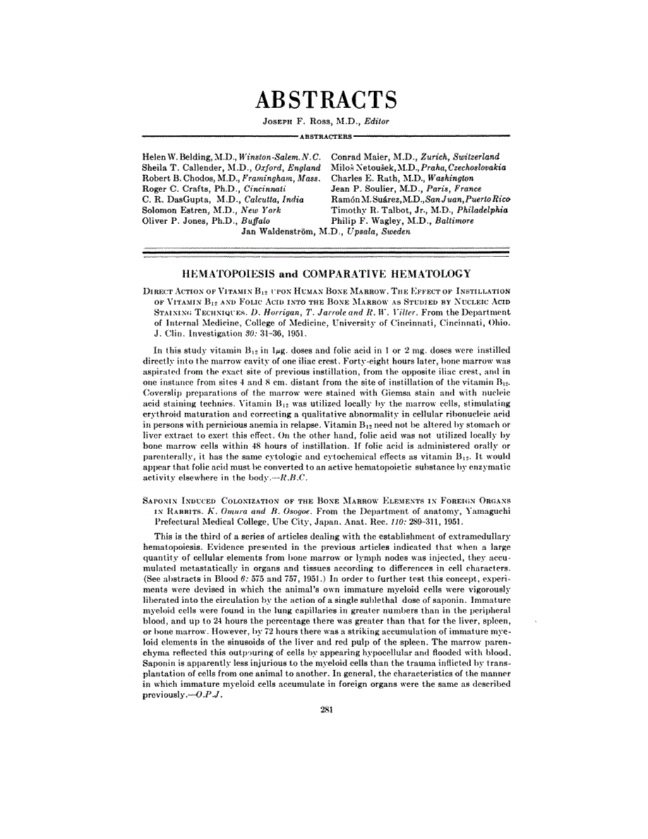 First page of ABSTRACTS