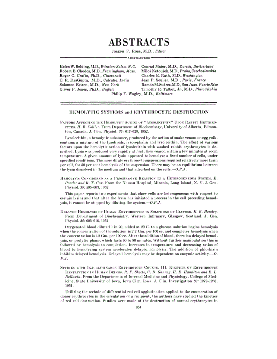 First page of ABSTRACTS
