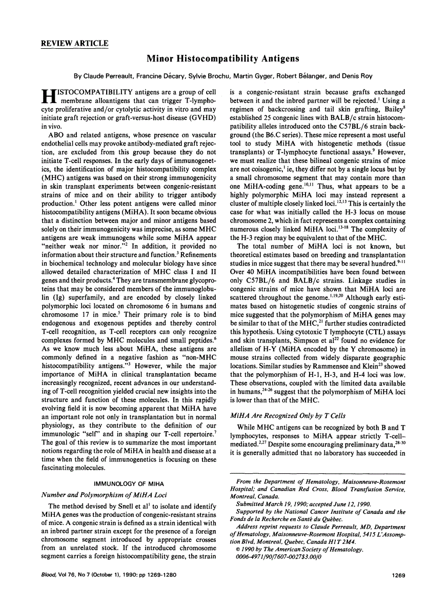 First page of Minor histocompatibility antigens