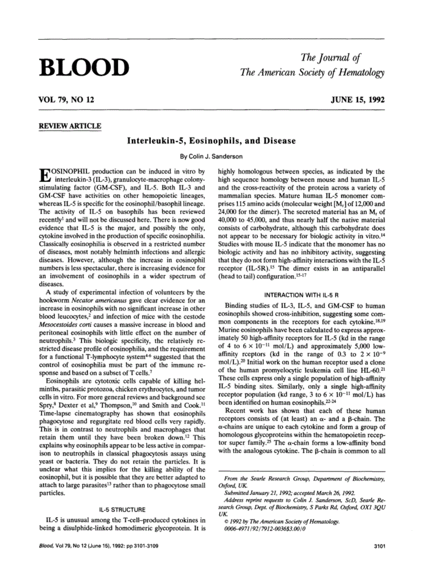 First page of Interleukin-5, eosinophils, and disease
