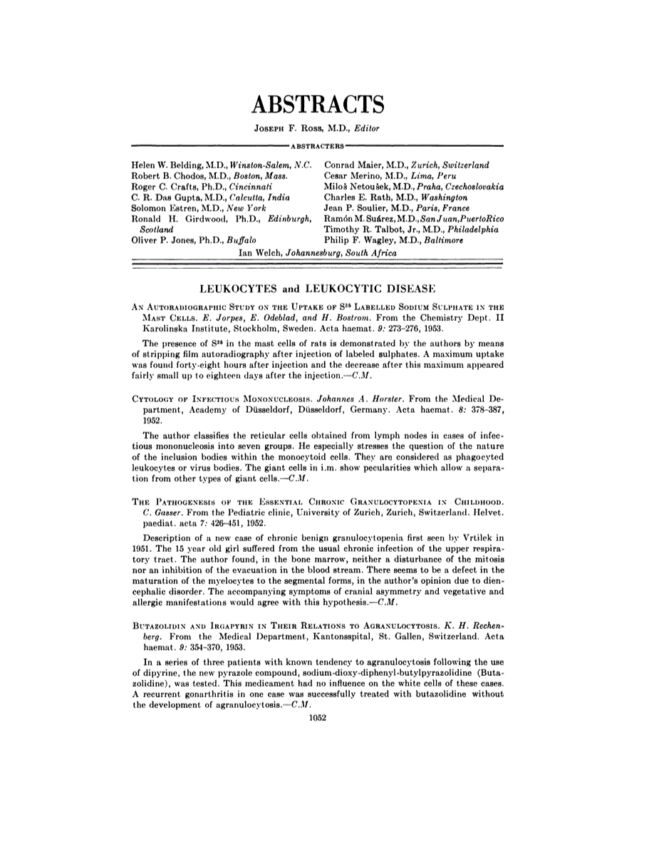First page of ABSTRACTS