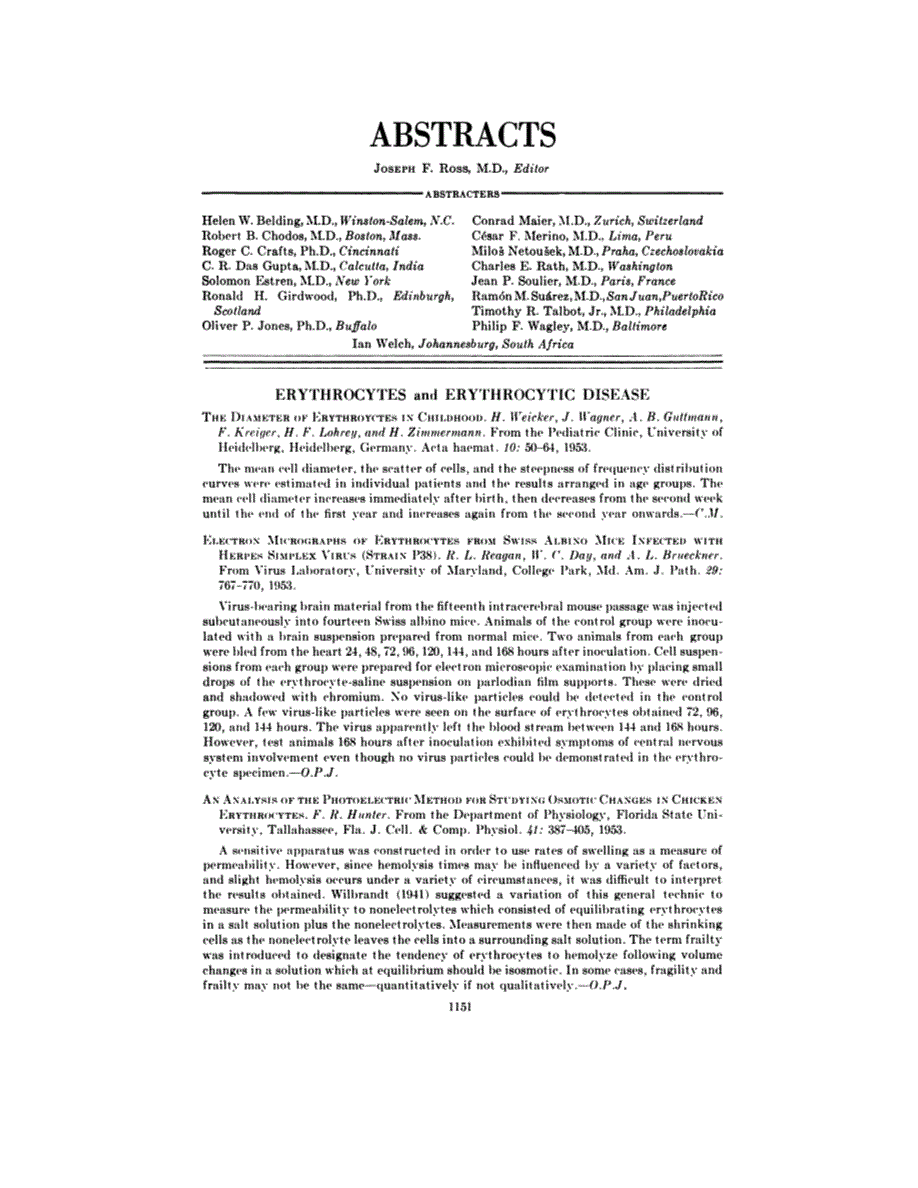 First page of ABSTRACTS