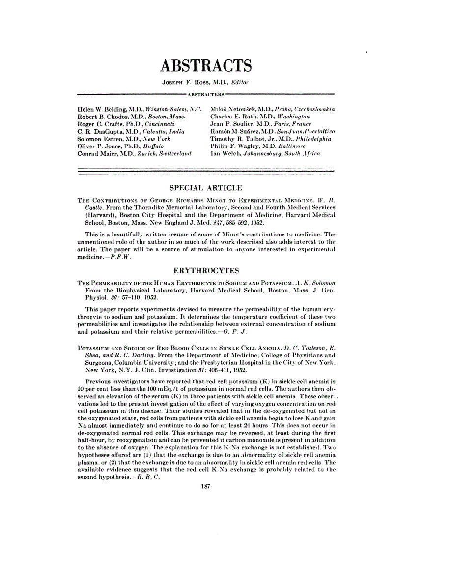 First page of ABSTRACTS