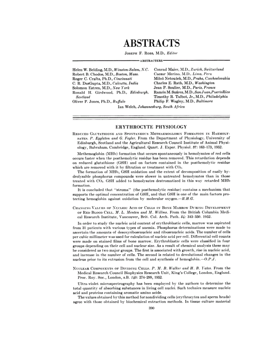 First page of ABSTRACTS