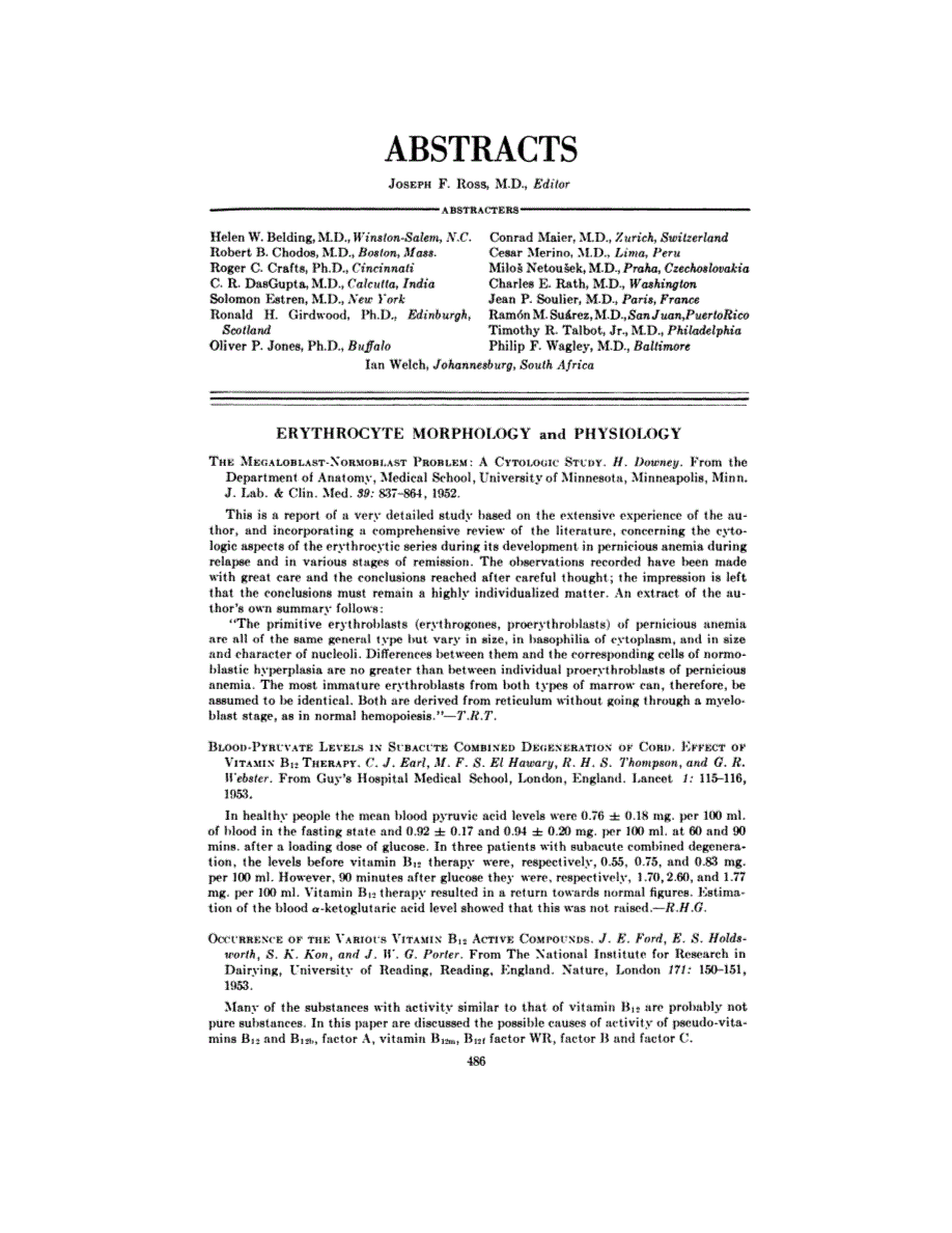 First page of ABSTRACTS