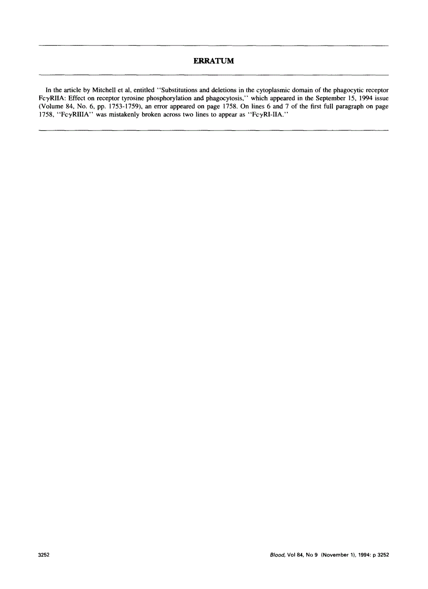 First page of Erratum for vol. 84, p. 1753