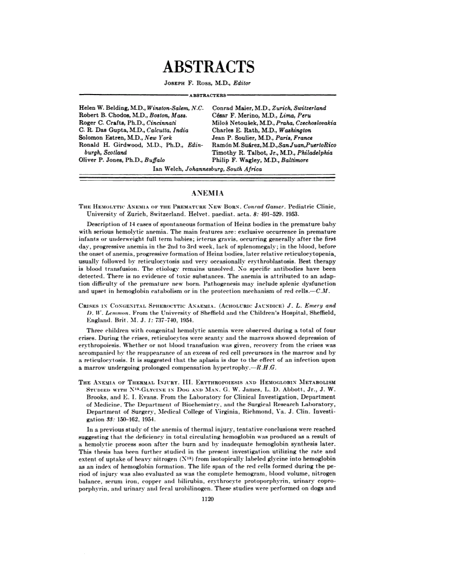 First page of ABSTRACTS