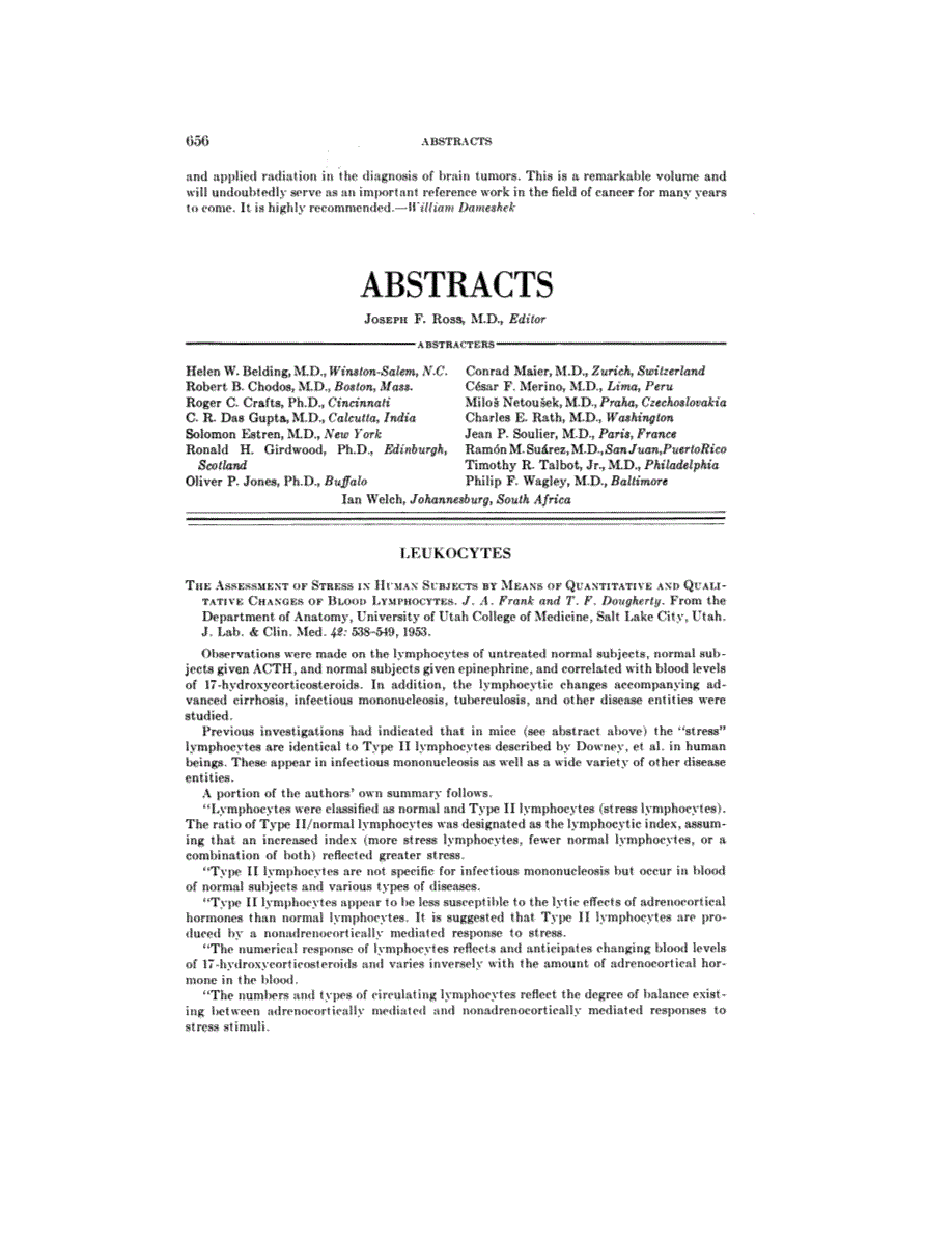 First page of ABSTRACTS