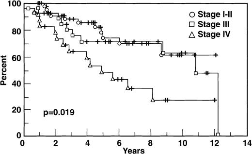 Fig. 3. Survival according to stage.