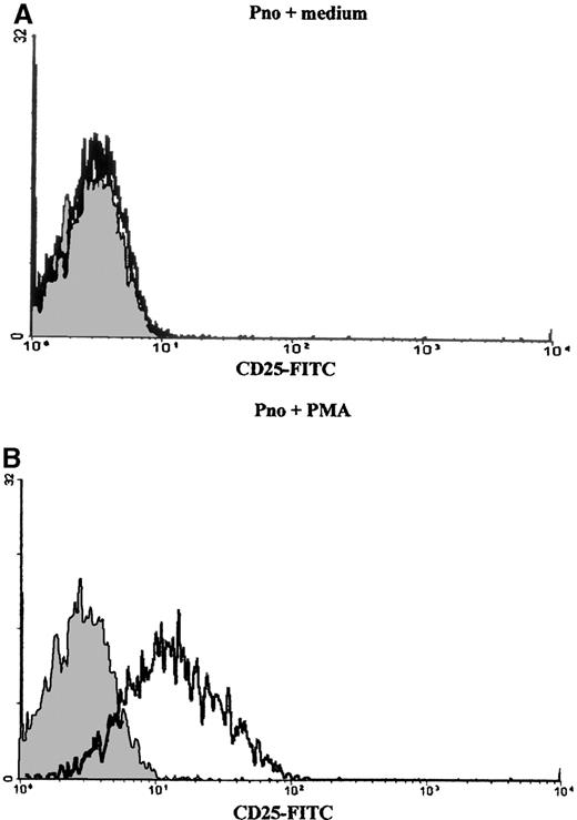 Fig. 8. CD25 molecules were induced by 2 ng/mL of PMA in Pno lymphocytes.