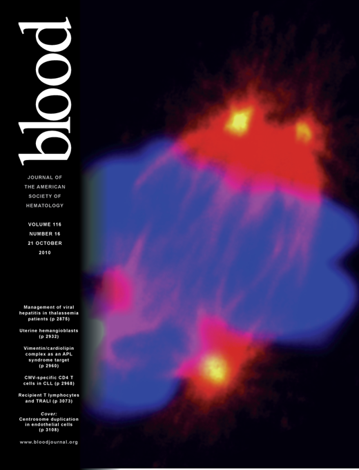 Blood Cover Image for Volume 116, Issue 16