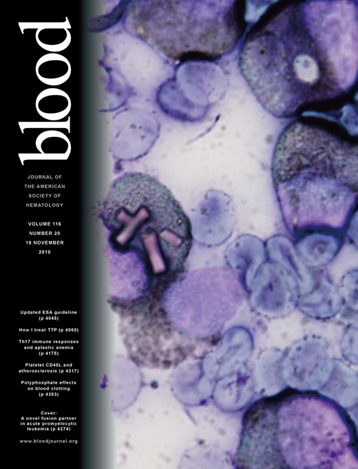 Blood Cover Image for Volume 116, Issue 20