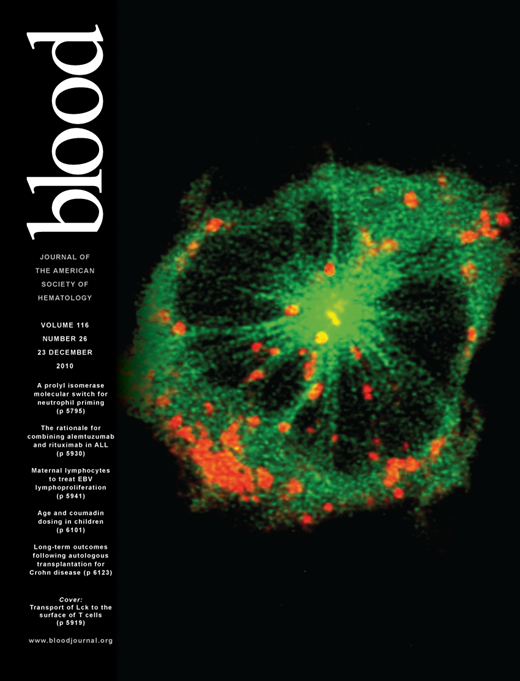 Blood Cover Image for Volume 116, Issue 26