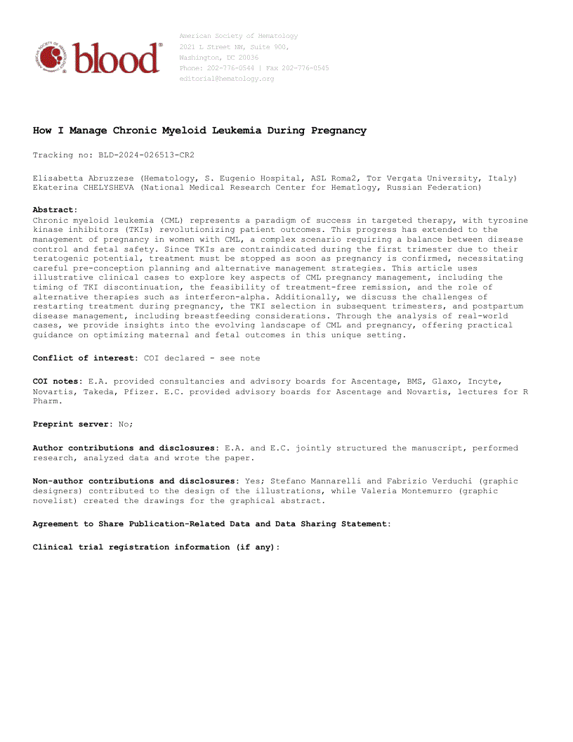 First page of How I Manage Chronic Myeloid Leukemia During Pregnancy