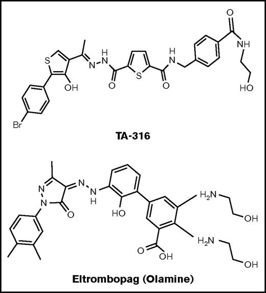 Figure 1. Structures of TA-316 and eltrombopag (olamine).