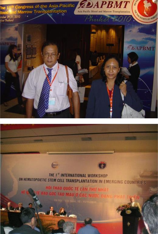 Figure 5. Hematologists from Myanmar attending an APBMT congress and the First International Workshop on HSCT in Emerging Countries.