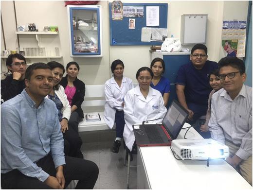 Arequipa’s team during a virtual hematologic malignancy conference with ASH-HVO program members.