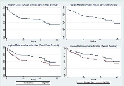 Figure 2. Survival estimates for regimen 2. EFS/OS, abandonment sensitive.
