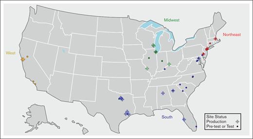 Geographic location (CDC census) and region (sites enrolled by state). CDC, Centers for Disease Control and Prevention.