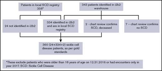 Figure 2. Cohort of patients with SCD in the local registry and those identified in the i2b2 warehouse.