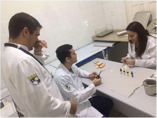 Medical students in action.