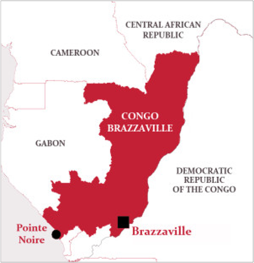 Map of the Republic of Congo.