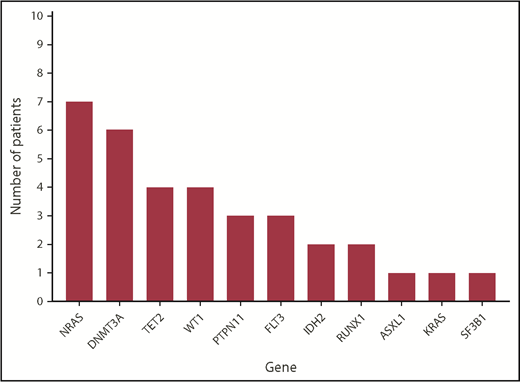 Figure 1. Landscape of mutations of patients with NPM1-mutant MDS.