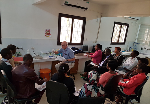 Participants in practical laboratory training session.