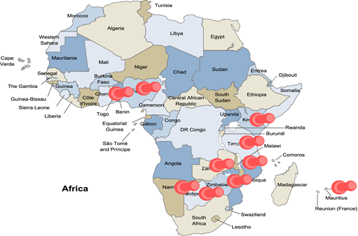 Nurses training by country.
