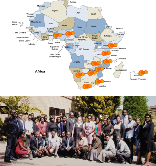 Training workshops by country.