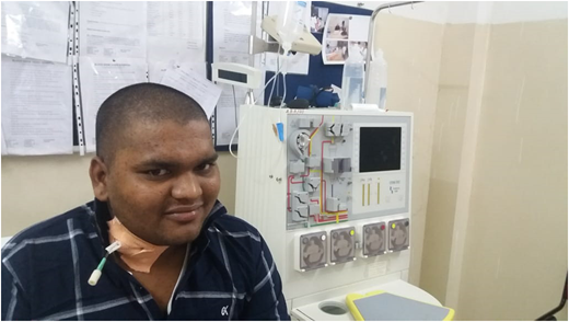 A 17-year-old patient undergoing autologous stem cell apheresis.