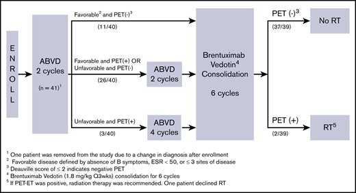 Protocol outline with the study schema. ABVD followed by BV. Q3wks, once every 3 weeks.