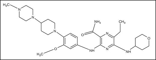 Molecular structure of gilteritinib.