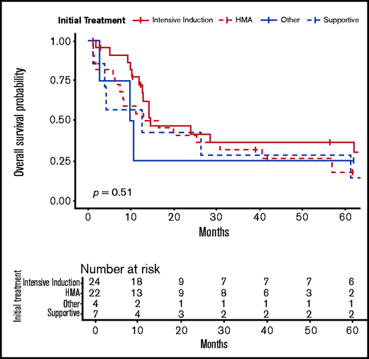 OS according to initial t-MN therapy. HMA, hypomethylating agent (azacitidine or decitabine).