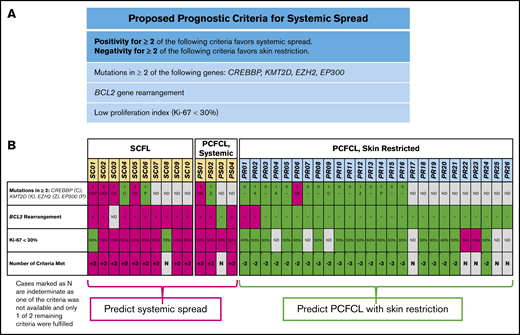 Proposed criteria and its application to the study cohort. (A) Proposed criteria for prediction of systemic spread. (B) Application of the criteria to all 40 cases in the study cohort.