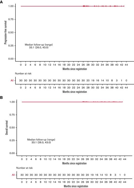 Kaplan-Meier analysis. (A) PFS; (B) OS.