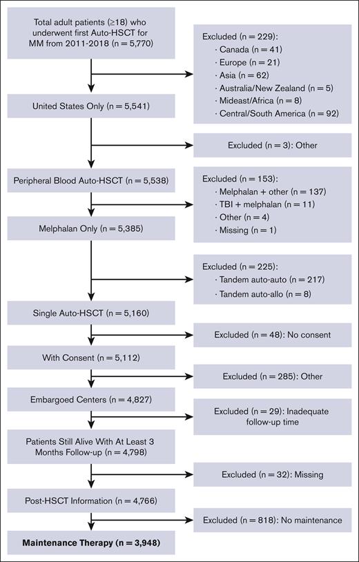 Flow diagram for patient selection from the CIBMTR registry.