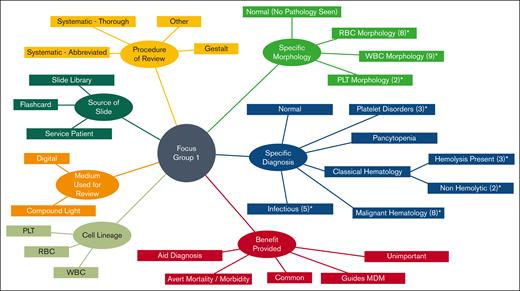 Participant statement coding. Statements were categorized and subcategorized following inductive coding. Seven emerging domains of theory are shown. Subdomains are noted where applicable. ∗Further subcategorization can be found in the supplemental Data. The number of further subcategories are noted in parentheses.