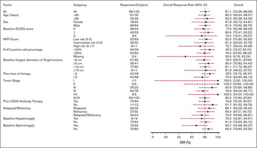 Subgroup analysis of ORR assessed by the IRC based on baseline demographic and clinical characteristics.