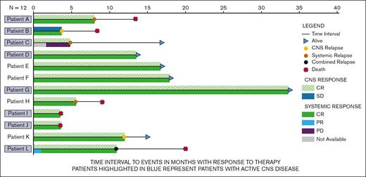 Clinical course of patients. PR, partial response; SD, stable disease.