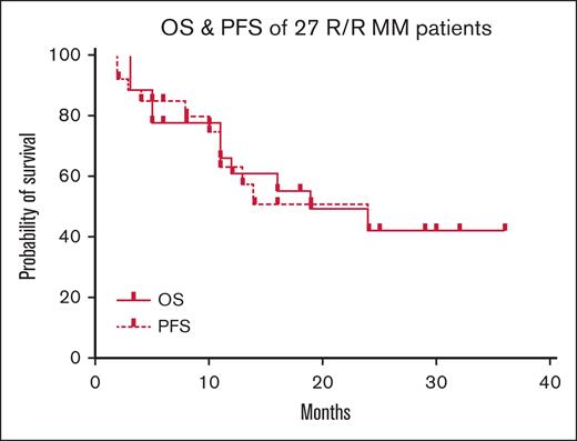 OS and PFS of the 27 patients with R/R MM treated with S103 BCMA CART.