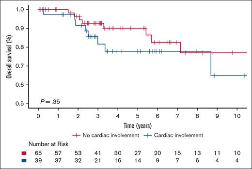 Kaplan-Meier survival curves illustrating OS in patients with ECD-C and ECD-noC.