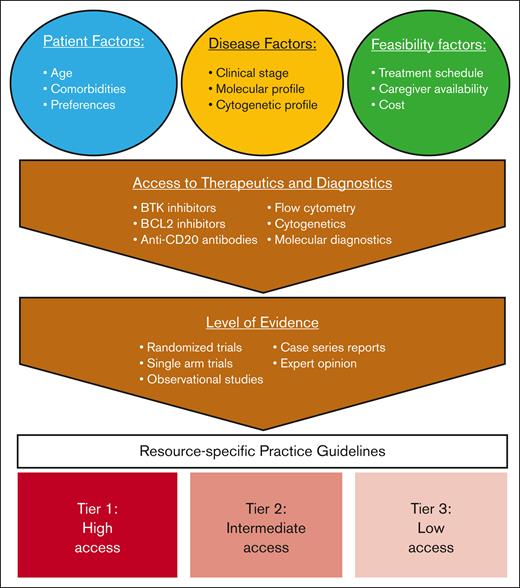 Development of resource-specific guidelines for CLL. BCL2, B-cell lymphoma 2.