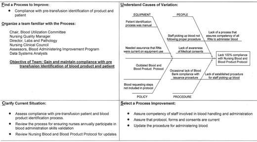Figure 3. Blood Administration Process Improvement Focus—PDCA Model Storyboard.