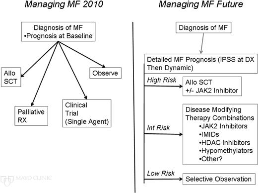Figure 2. Current and future management of MF.