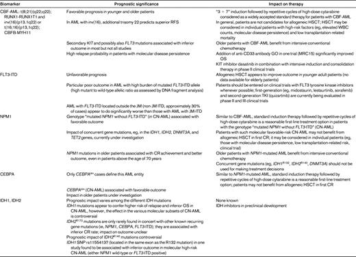 Prognostic value and impact on treatment decision of selected molecular markers in adult AML