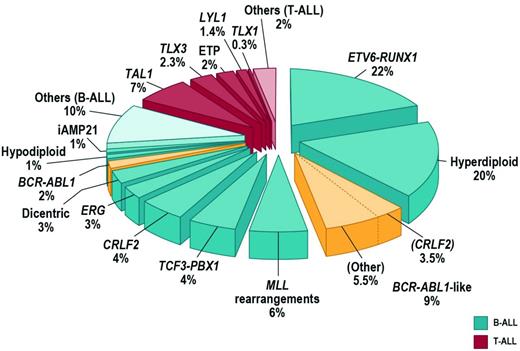Figure 1. Frequency of cytogenetic subtypes of pediatric ALL.