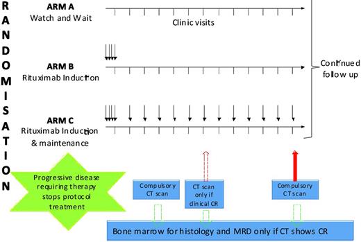 Figure 1. Schema from United Kingdom–led trial of single-agent rituximab versus W&W.